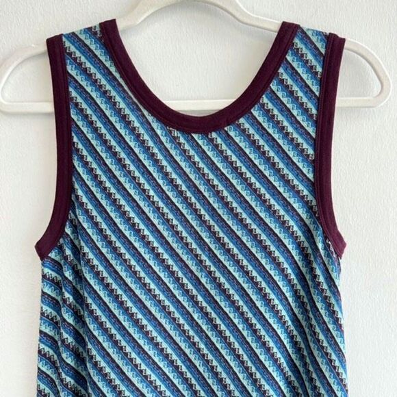 Zucca Women’s M Fuzz Knit Blue Purple Midi Dress Ruffled Hem Sleeveless Japan - Picture 7 of 11